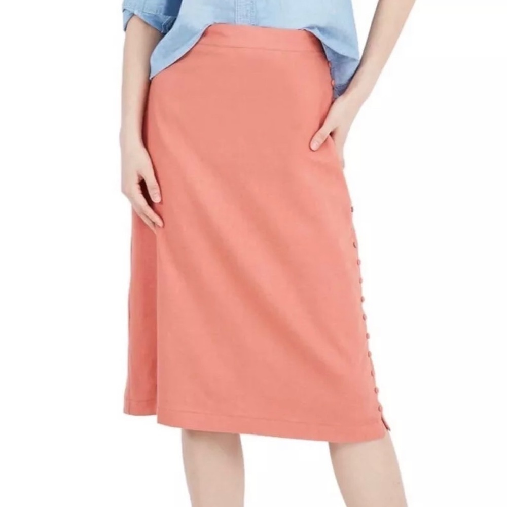 NWT MADEWELL Button Slit Midi Skirt